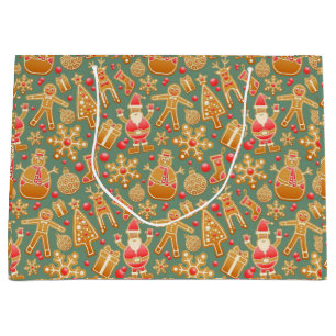 Ginger Bread Man Pattern National Gingerbrett Day Große Geschenktüte