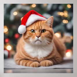 Ginger British Shorthair Christmas Poster
