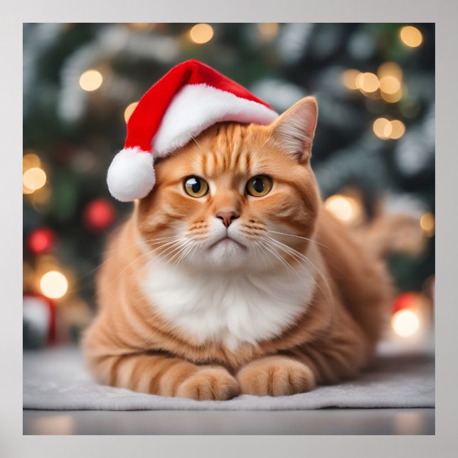 Ginger British Shorthair Christmas Poster (Vorne)