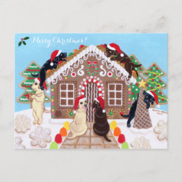 Ginger Broad House Labradors Painting Feiertagspostkarte