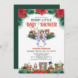 Ginger Brot Poinsettia Merry Little Baby Dusche Einladung