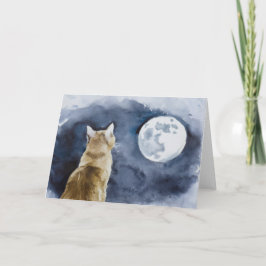 Ginger Cat and Full Moon Grußkarte Karte