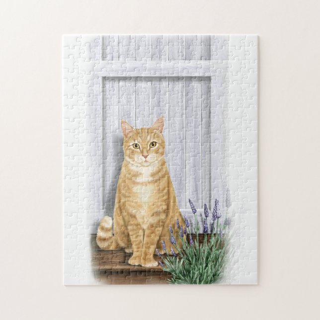 Ginger Cat and Lavender Door Art Puzzle (Vertikal)