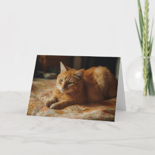 Ginger Cat auf einem Bett Jede Anlässe Karte