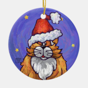 Ginger Cat Christmas Keramik Ornament
