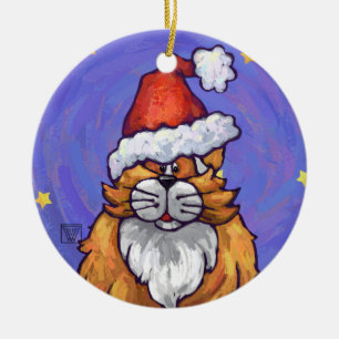 Ginger Cat Christmas Keramik Ornament