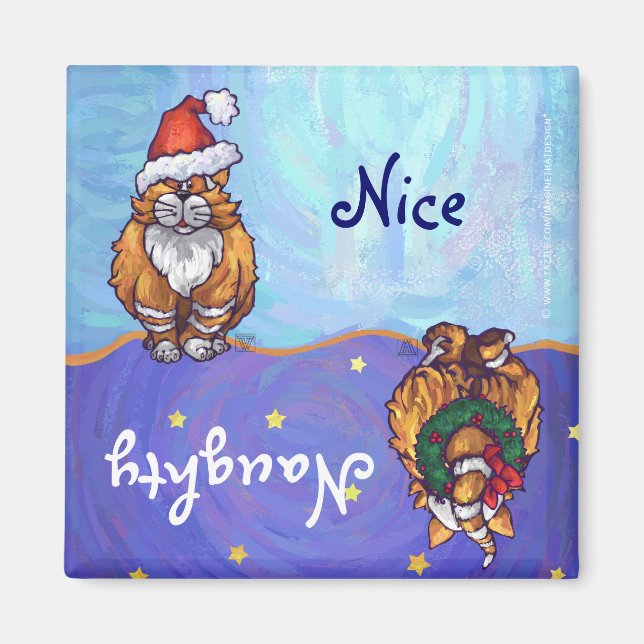 Ginger Cat Christmas Magnet (Vorne)