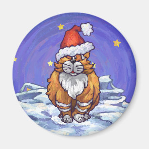 Ginger Cat Christmas Magnet