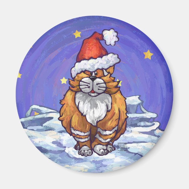 Ginger Cat Christmas Magnet (Vorne)