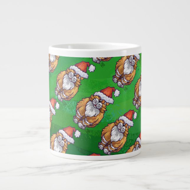 Ginger Cat Christmas on Green Jumbo-Tasse (Vorderseite)