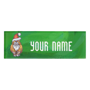 Ginger Cat Christmas on Green Namenschild