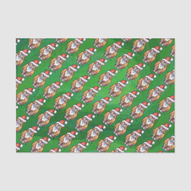 Ginger Cat Christmas on Green Seidenpapier (Vorderseite)