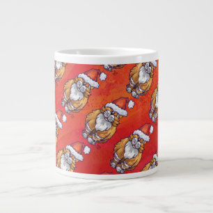 Ginger Cat Christmas On Red Jumbo-Tasse