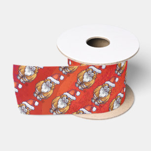 Ginger Cat Christmas On Red Satinband