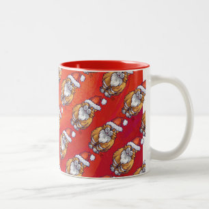 Ginger Cat Christmas On Red Zweifarbige Tasse