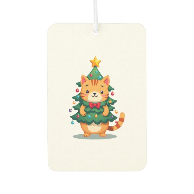 Ginger Cat Christmas Tree Cute Xmas 2 Autolufterfrischer (Vorderseite)