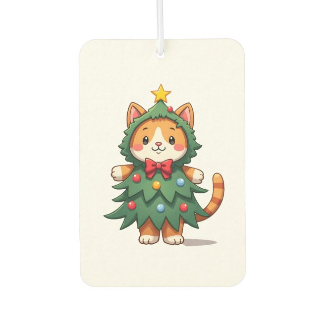 Ginger Cat Christmas Tree Cute Xmas 3 Autolufterfrischer (Vorderseite)