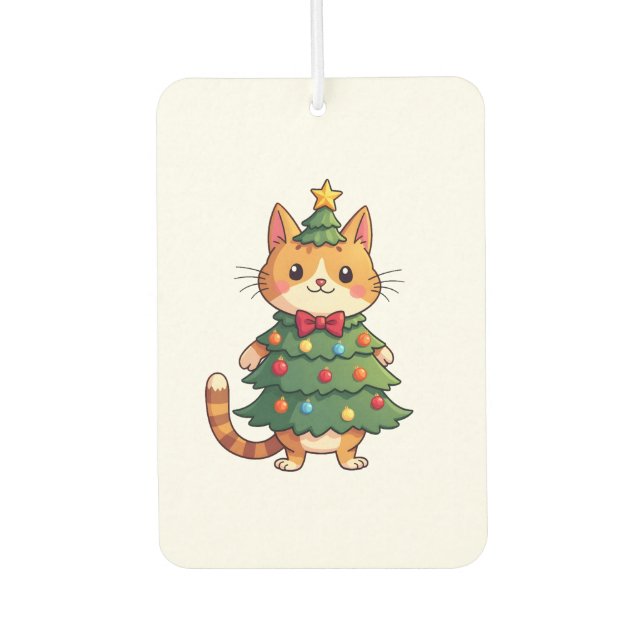 Ginger Cat Christmas Tree Cute Xmas 4 Autolufterfrischer (Vorderseite)