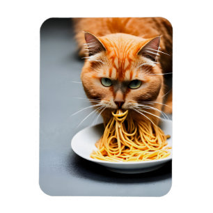 Ginger Cat Eating Spaghetti Magnet