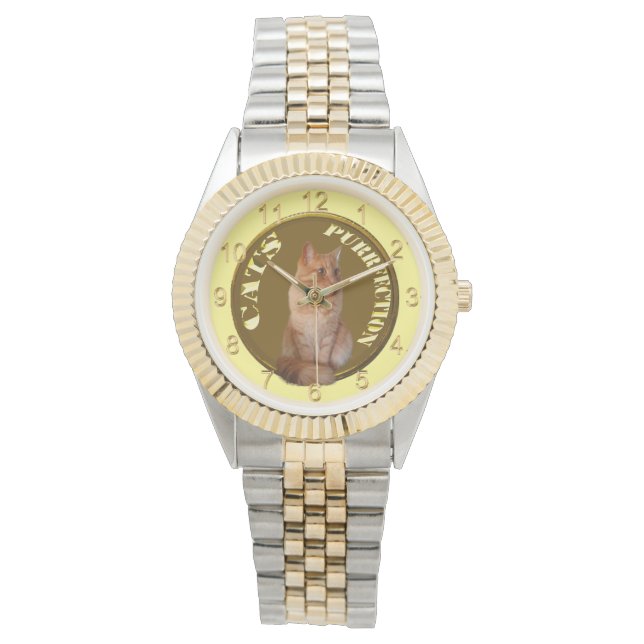 Ginger Cat Gold Coin, Unisex Watch Armbanduhr (Vorderseite)