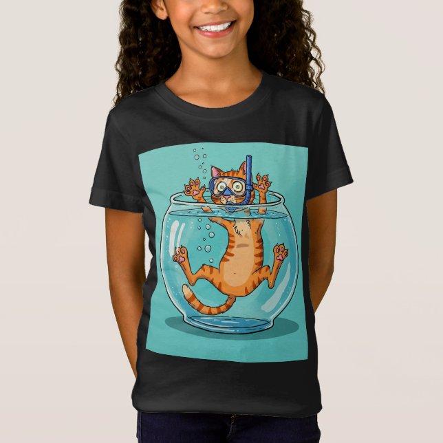 Ginger Cat in einem Aquarium von Natasha Us T-Shirt (Vorderseite)