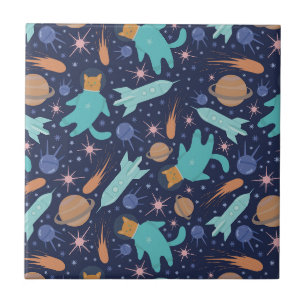Ginger Cat in Space Galaxy Abenteuer Fliese