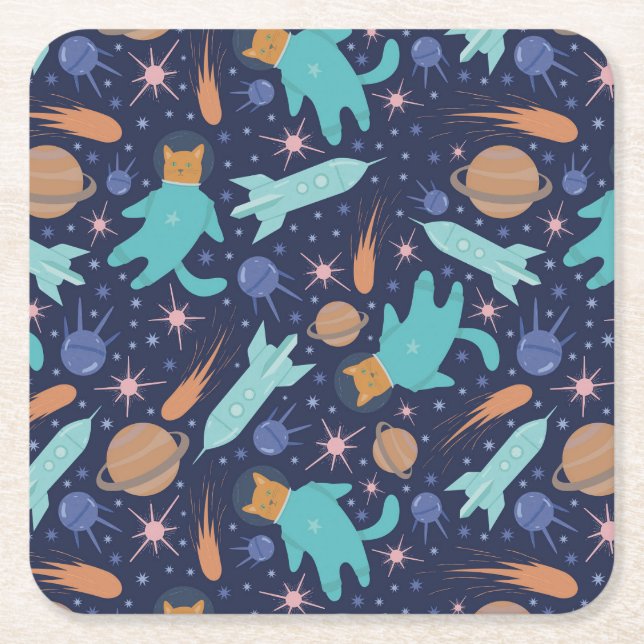 Ginger Cat in Space Galaxy Abenteuer Rechteckiger Pappuntersetzer (Vorderseite)