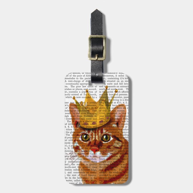Ginger Cat mit Crown Portrai Gepäckanhänger (Vorderseite vertikal)