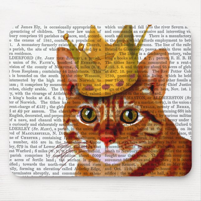 Ginger Cat mit Crown Portrai Mousepad (Vorne)