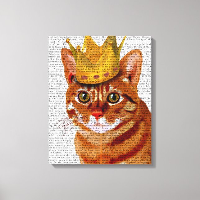 Ginger Cat mit Crown Portrait Leinwanddruck (Vorderseite)