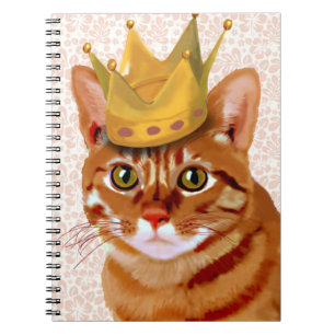 Ginger Cat mit Crown Portrait Notizblock