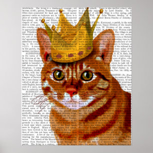 Ginger Cat mit Crown Portrait Poster