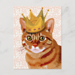 Ginger Cat mit Crown Portrait Postkarte