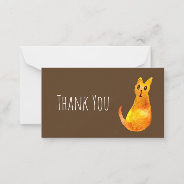 Ginger Cat niedliche Aquarellbilderkunst Mitteilungskarte (Vorderseite)