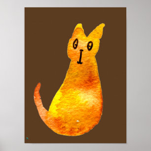 Ginger Cat niedliche Aquarellbilderkunst Poster