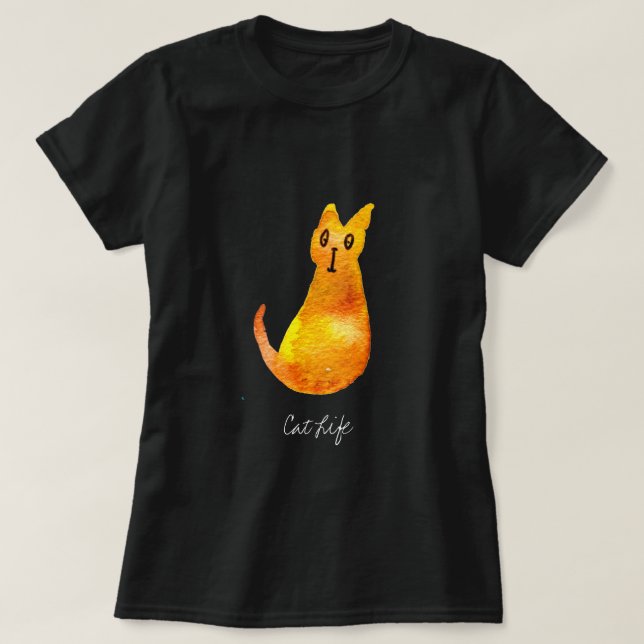Ginger Cat niedliche Aquarellbilderkunst T-Shirt (Design vorne)