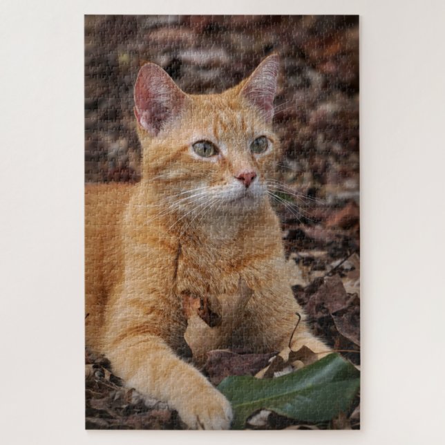 Ginger Cat Outcome Herbst Leaves Portrait Puzzle (Vertikal)