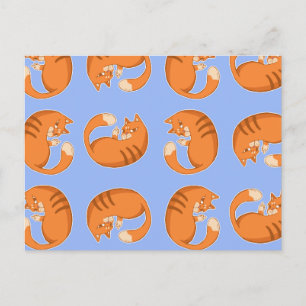 Ginger Cat Pattern Postcard Postkarte