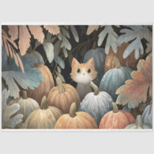 Ginger Cat Pumpkin Patch Decoupage Seidenpapier