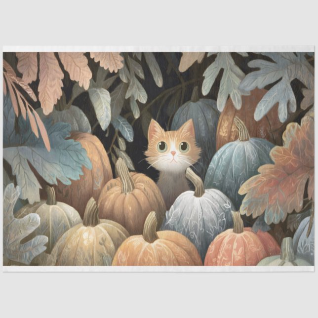 Ginger Cat Pumpkin Patch Decoupage Seidenpapier (Vorderseite)