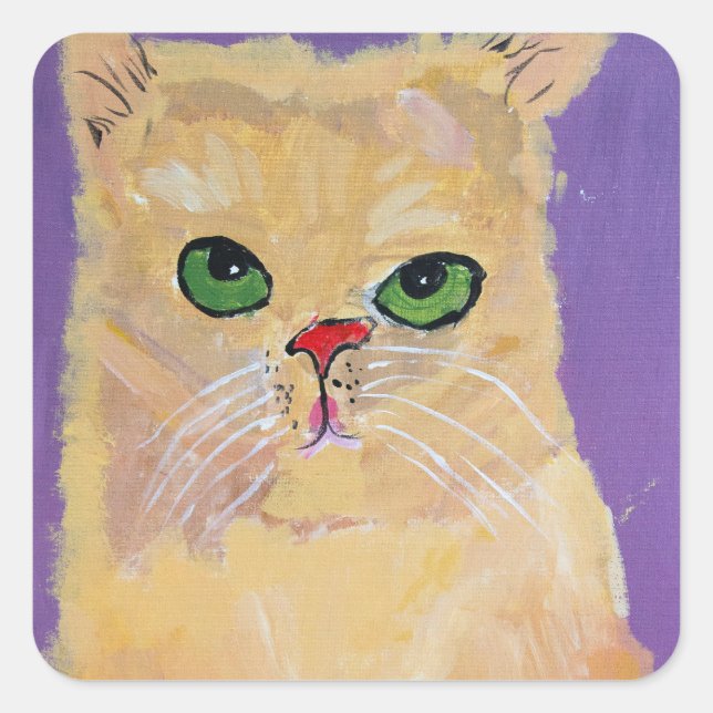 Ginger Cat Square Stickers (Vorderseite)