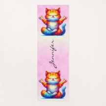 Ginger Cat Tabby Cat Pink Yoga Mat