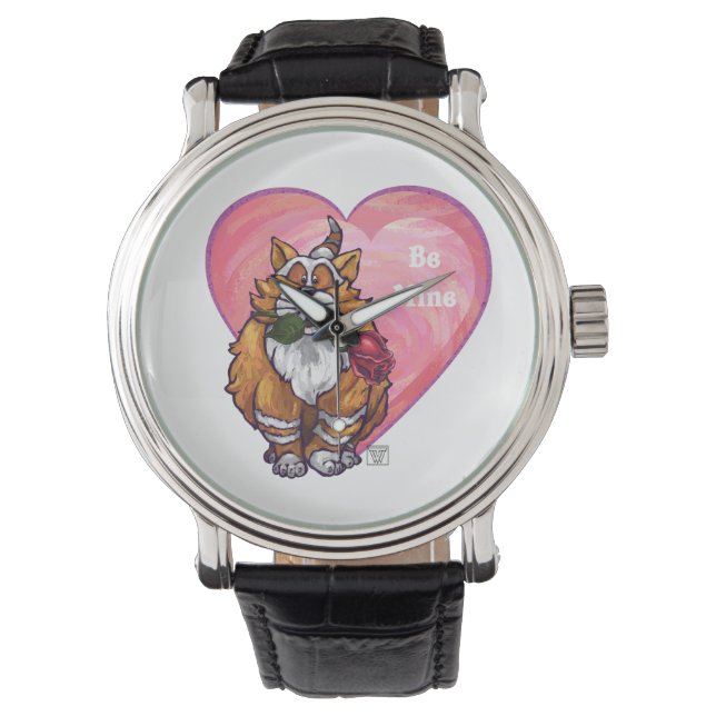 Ginger Cat Valentine's Day Armbanduhr (Vorderseite)