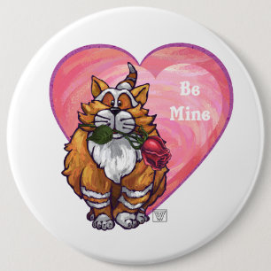 Ginger Cat Valentine's Day Button