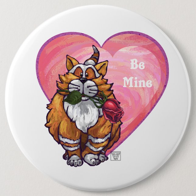 Ginger Cat Valentine's Day Button (Vorderseite)