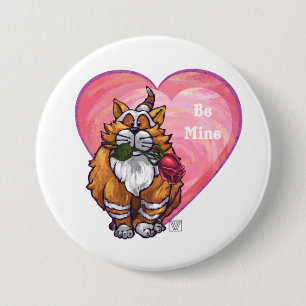 Ginger Cat Valentine's Day Button