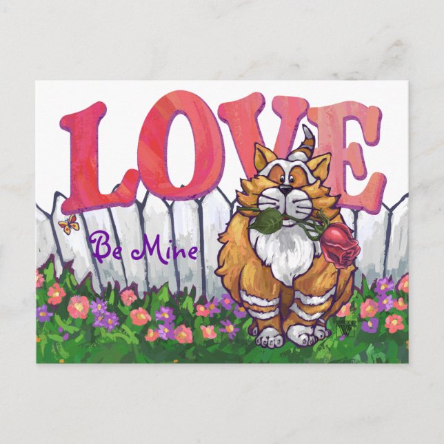 Ginger Cat Valentine's Day Feiertagspostkarte (Vorderseite)