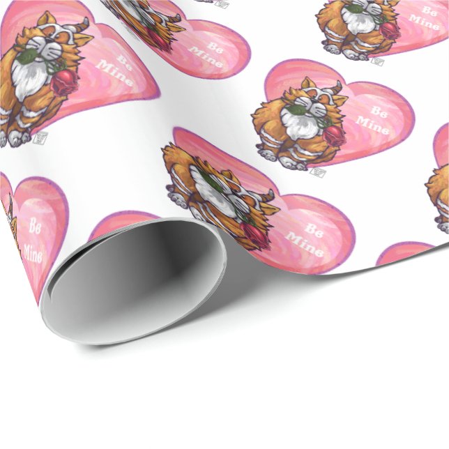 Ginger Cat Valentine's Day Geschenkpapier (Rolleneckpunkt)
