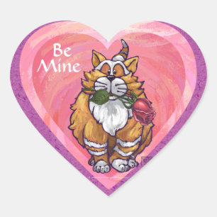 Ginger Cat Valentine's Day Herz-Aufkleber