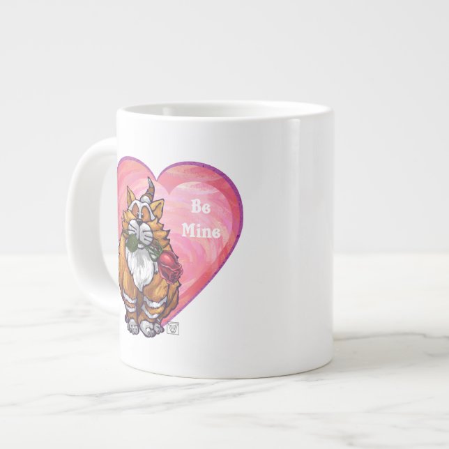Ginger Cat Valentine's Day Jumbo-Tasse (Vorderseite Links)